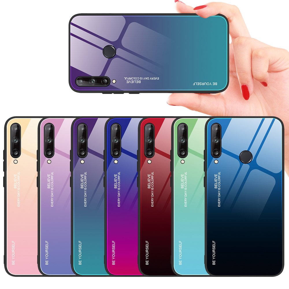 Gradient Glass case for Huawei P40 Lite E - Blue/Pink