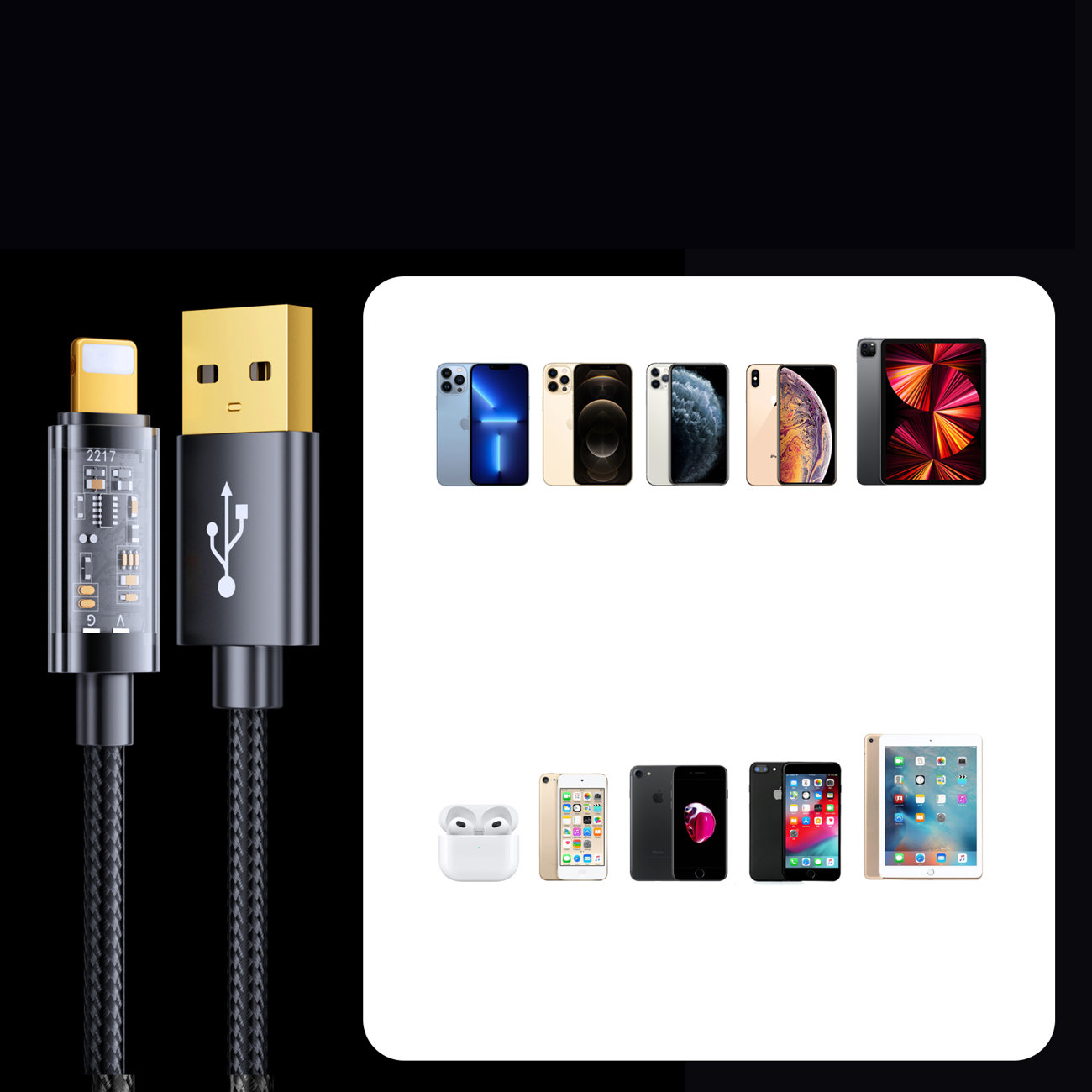 Joyroom USB cable - Lightning for charging / data transfer 2.4 A 20 W 2 M - Black