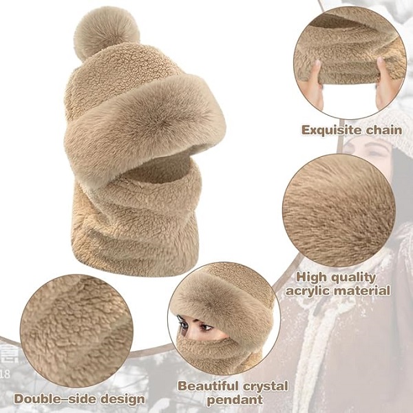 Stylish winter hat with balaclava - White