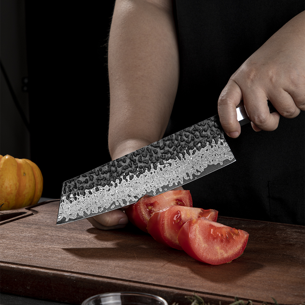 Damascus Kitchen Knife YU-37437 - Santoku / Brown