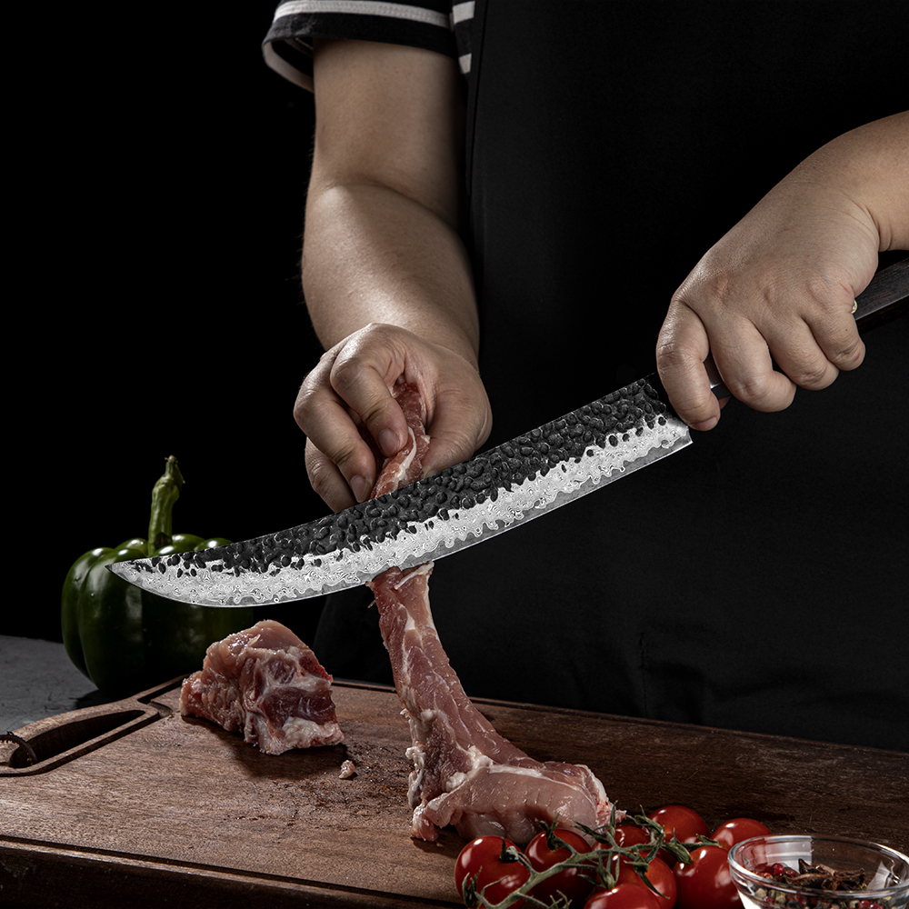 Damascus Kitchen Knife YU-37437 - Santoku / Brown