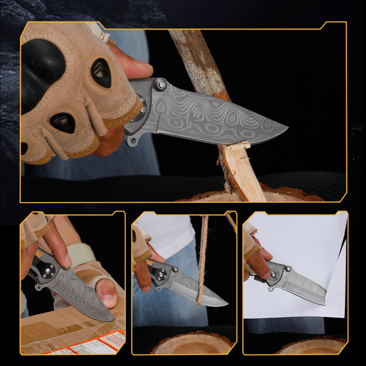 Outdoor Folding Knife WG715 - Brown / Gray