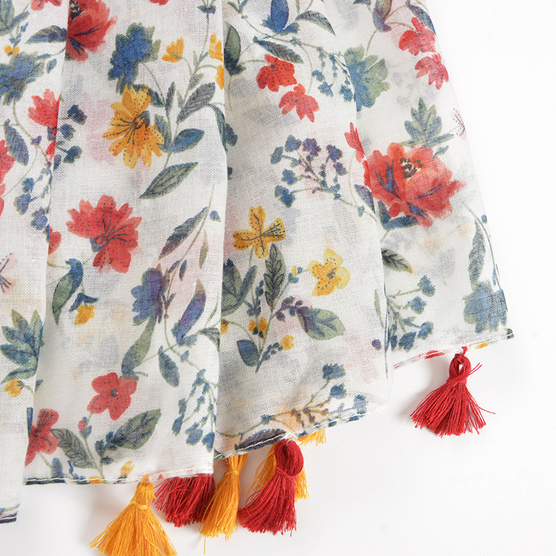 AM-38351 Scarf - White / Multicolored