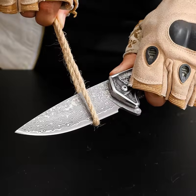 Damascus Outdoor Folding Knife CO-39986 DA3244 - Green