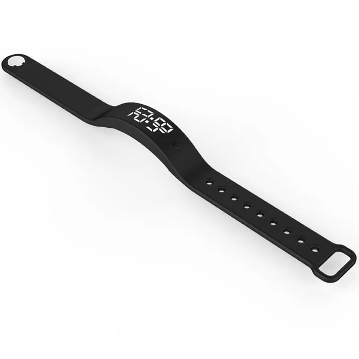 Silicone Watch with temperature measurement - Black