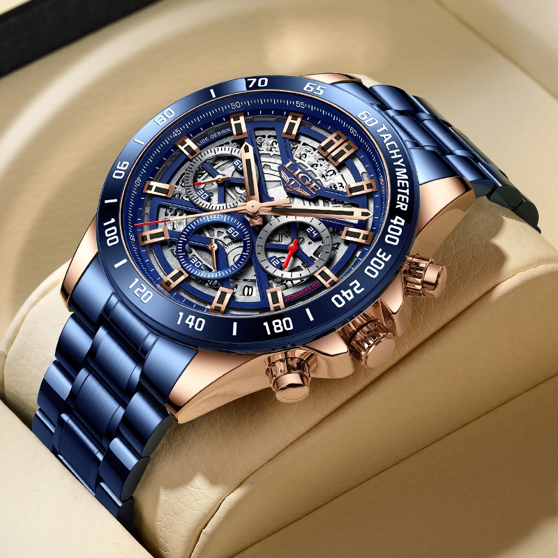 LIGE SE-14655 Watch - Blue/Silver