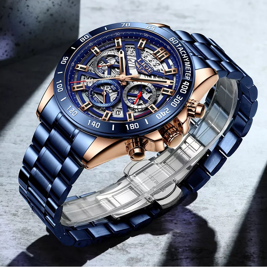 LIGE SE-14655 Watch - Blue/Silver
