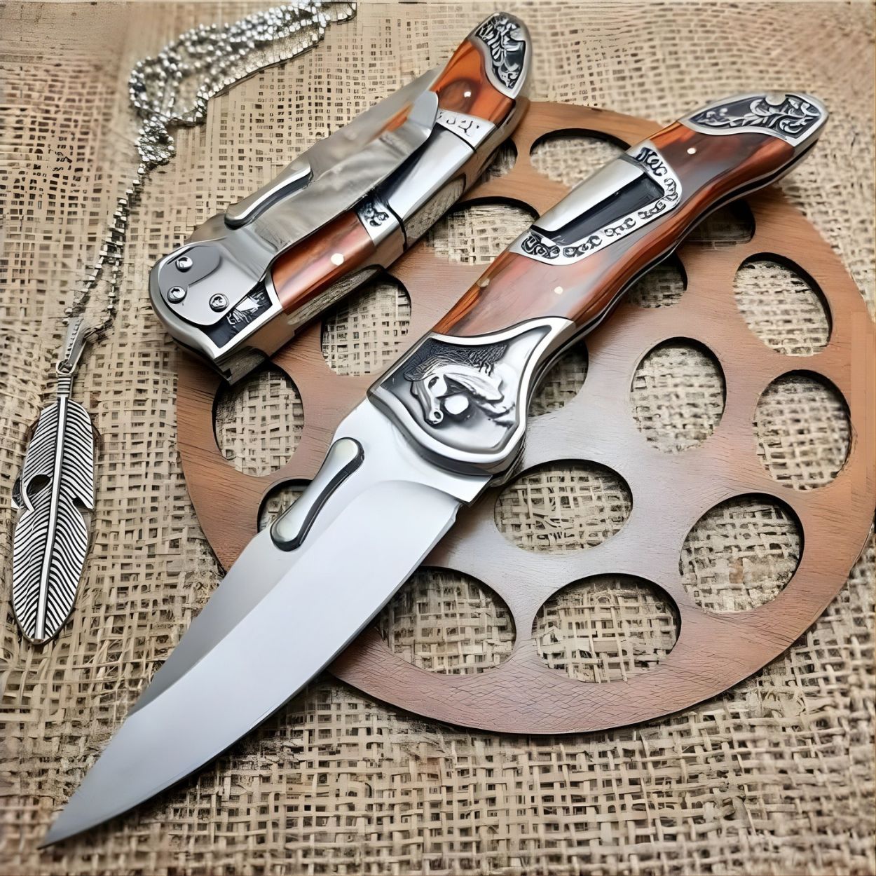 Outdoor Folding Knife MB3951 - Brown