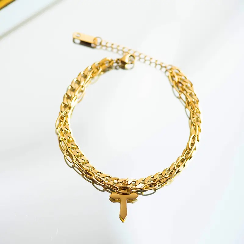 Gold Cross Bracelet - Gold