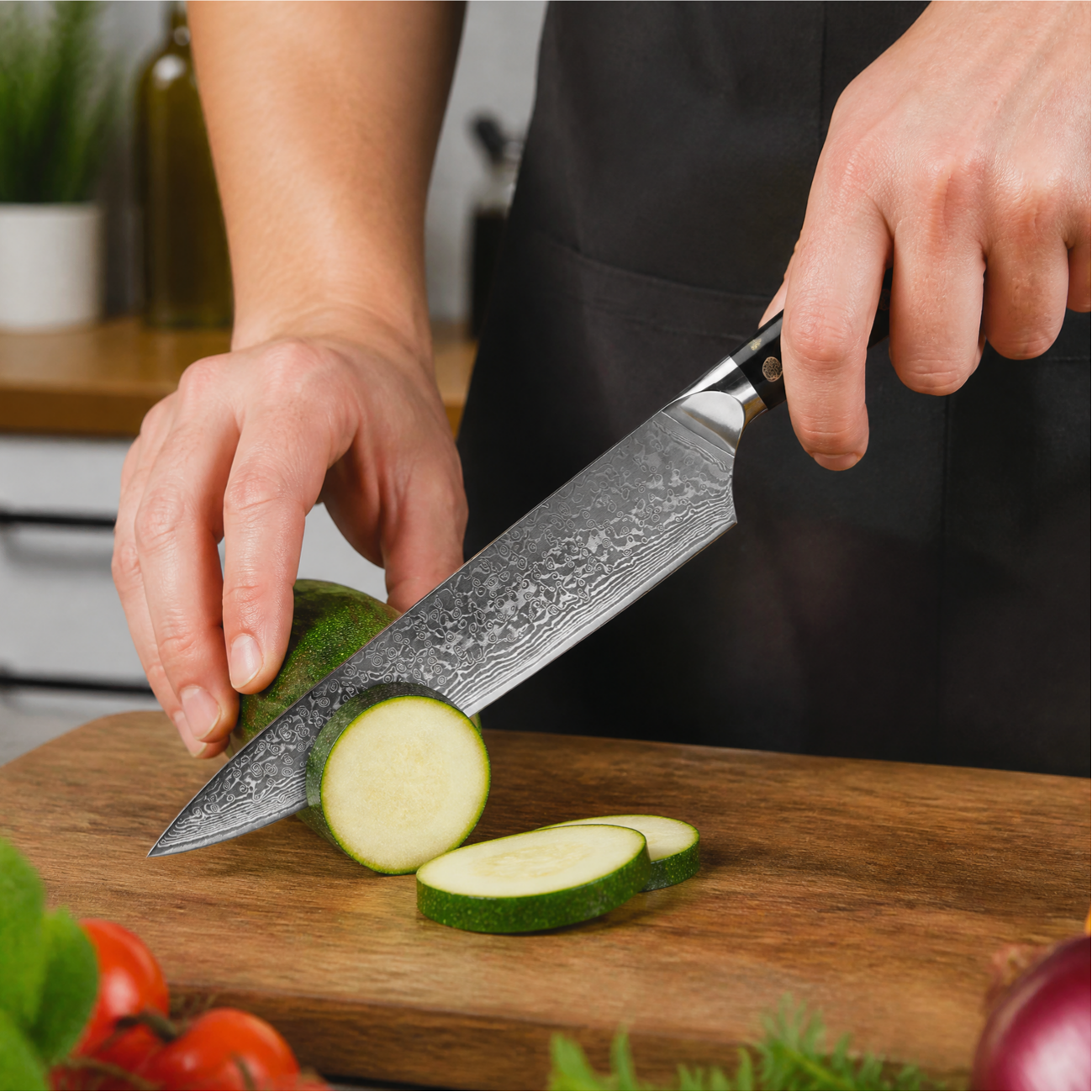 Damascus kitchen knife KX-42116 - Butcher / Black
