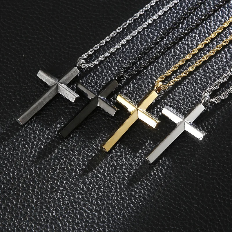 PU-38413 Cross Necklace - Gray