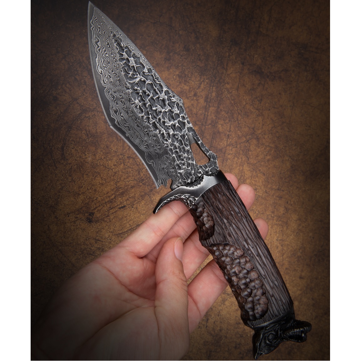 Damascus hunting knife HARAHU RY-26625 - Black