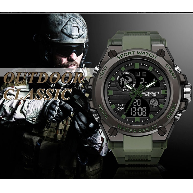 SANDA VI-14295 Watch - Green/Black