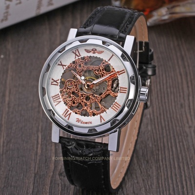 Winner RE-14455 Watch - Black/Silver