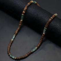 AB-34059 Necklace - Brown / Green