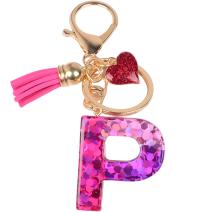 Alphabet Keychain - P / Pink / Heart