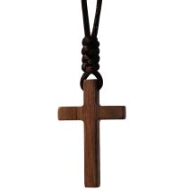 Wood Cross Necklace - Brown