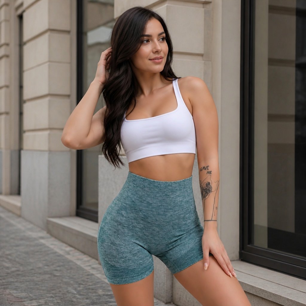 Short Push Up Leggings - Green / S