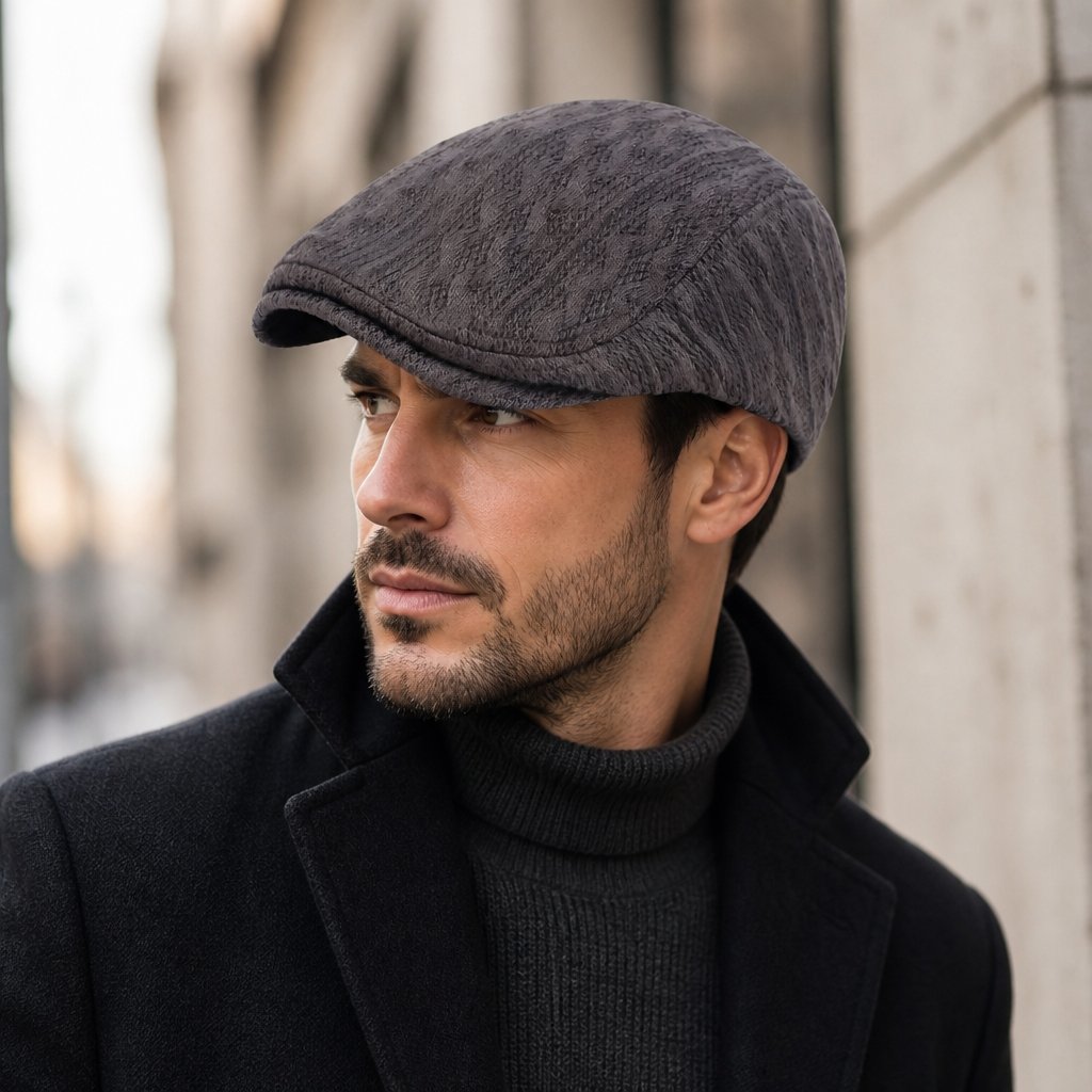Men's Knitted Beret - Grey