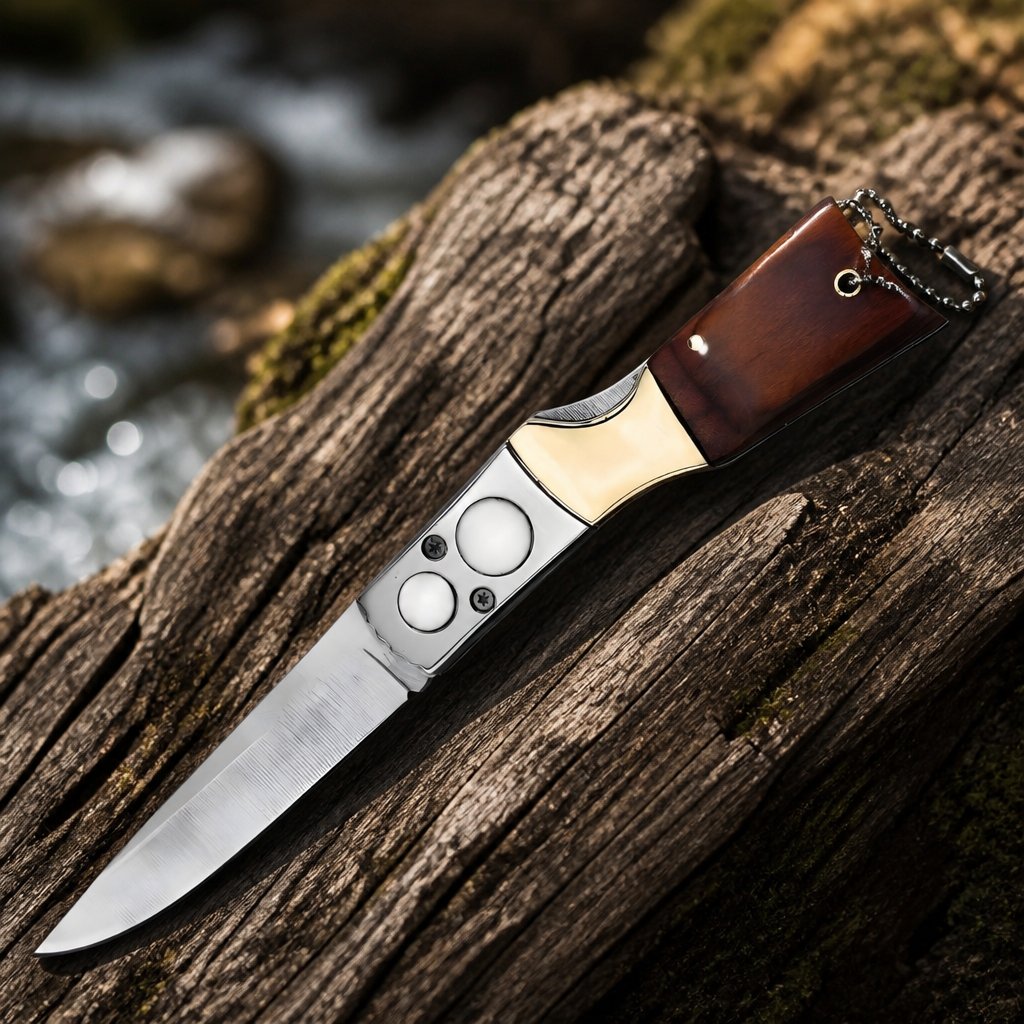 Outdoor Folding Knife B107 - 19.5 / 8.5 - Brown / Silver